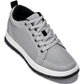 CALTO - X2324 - 2.4 Inches Taller (Pewter Grey/White & Black Sole) - Lace Up Casual Sneaker - Lightweight