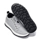 CALTO - X2324 - 2.4 Inches Taller (Pewter Grey/White & Black Sole) - Lace Up Casual Sneaker - Lightweight