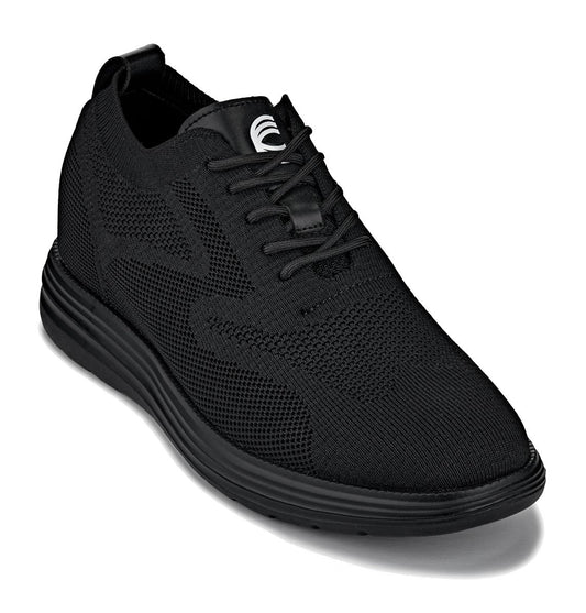 CALTO - X2631 - 2.8 pulgadas más alto (negro/suela negra) - Zapatilla casual con cordones - Ligero