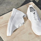 CALTO - X2633 - 2.8 Inches Taller (White) - Lace Up Casual Walker - Lightweight