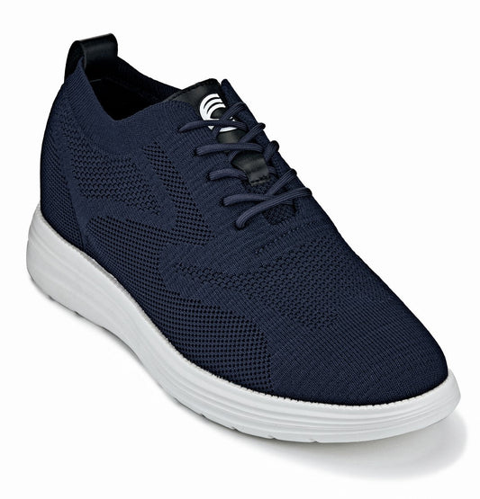 CALTO - X2634 - 2.8 Pulgadas Más Alto (Azul Noche) - Zapatilla Casual con Cordones - Ligero