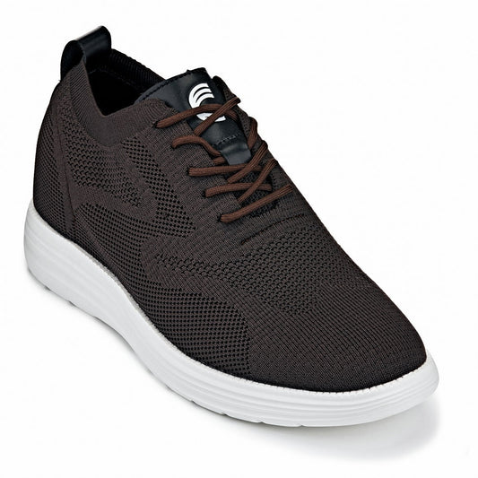 CALTO - X2635 - 2.8 pulgadas más alto (marrón café) - Zapatillas casuales con cordones - Ligeras