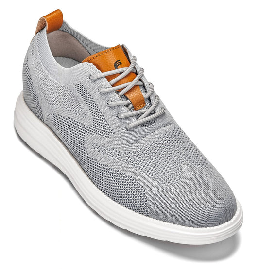 CALTO - X2637 - 2.8 pulgadas más alto (Gris Peltre/Marrón) - Calzado informal con cordones - Ligero