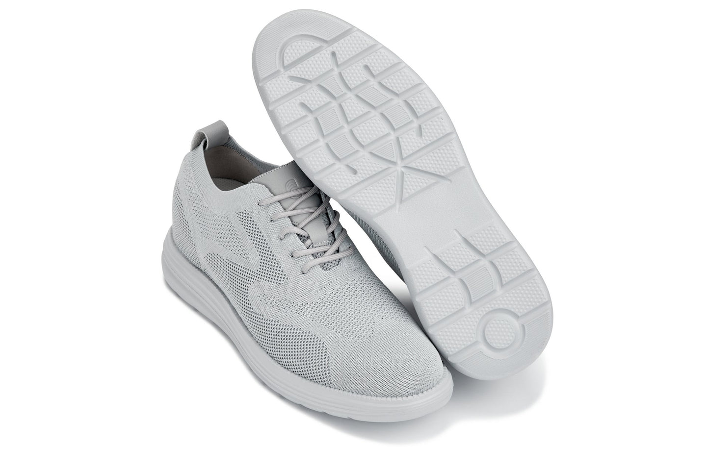 CALTO - X2640 - 2.8 Inches Taller (Pewter/Light Grey Sole) - Lace Up Casual Walker - Lightweight
