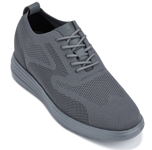 CALTO - X2641 - 2.8 pulgadas más alto (suela de hierro/gris oscuro) - Caminador casual con cordones - Ligero