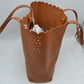 Laser-Cut Perforated Tote Bag with Scalloped Top Edge and Integrated Shoulder Straps