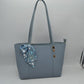 Riviera Textured Shoulder Tote Bag with Silk-Style Scarf Accent