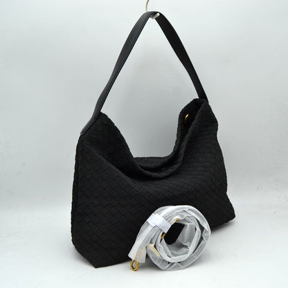 Woven Hobo Shoulder Bag with Detachable Strap