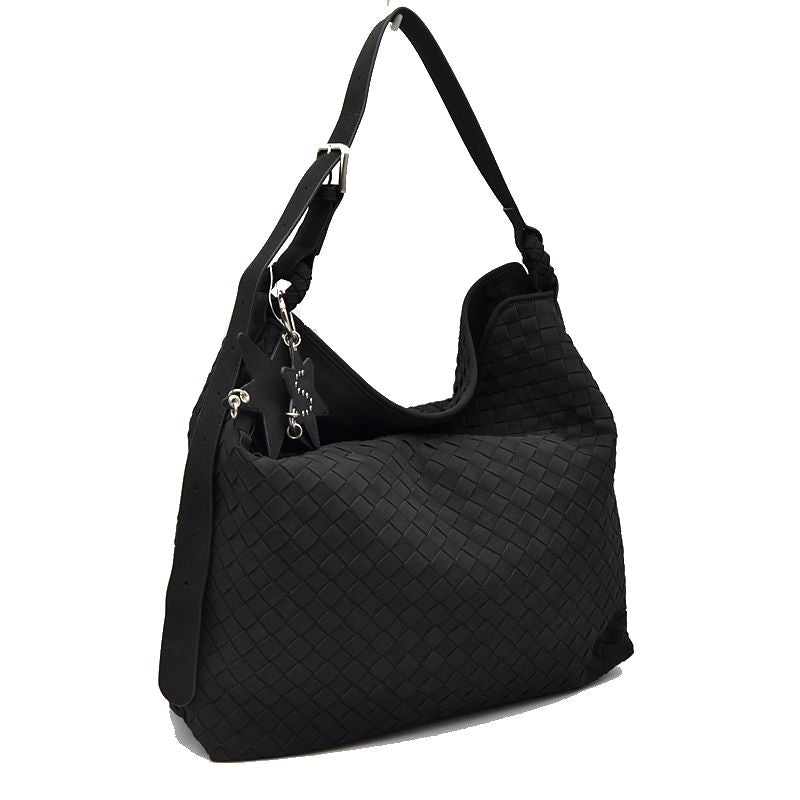 Woven Hobo Shoulder Bag with Adjustable Strap and Star Charm