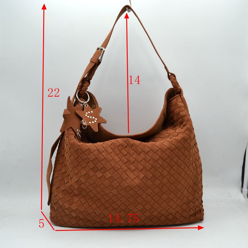 Woven Hobo Shoulder Bag with Adjustable Strap and Star Charm