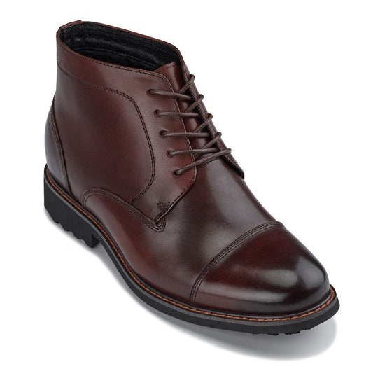 CALTO Botas de cuero marrón oscuro más altas de 8.1 cm Y41081