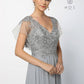 CLEARANCE - Nox Anabel Y526 Long V-Neck Silver Long Dress (Size 2XL)
