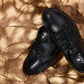 CALTO - Y7111 - 2.6 Inches Taller (Black) - Elevated Pebble Grain Leather Sneakers