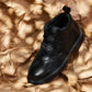 CALTO - Y7112 - 2.8 Inches Taller (Black) - Nappa Leather Moc-Toe Sneak-Boots