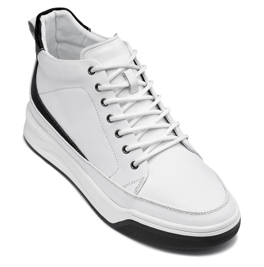 CALTO - Y7151 - 6.6 cm Más Alto (Blanco Crudo) - Bota-Zapatilla Alta de Cuero