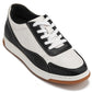 CALTO - Y7884 - 2.6 Inches Taller (Black/White/White & Gum Sole) - Elevated Leather Sneakers
