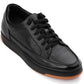 CALTO - Y7931 - 2.6 Inches Taller (Noir/Black & Gum Sole) - Elevated Leather Micro-Perforated Sneakers
