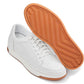 CALTO - Y7932 - 2.6 Inches Taller (White/Off-White & Gum Sole) - Elevated Micro-Perforated Leather Sneakers