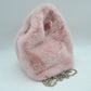 Fluffy Plush Handbag with Integrated Top Handle and Metallic Chain Strap