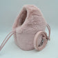 Plush Faux Fur Bucket Handbag with Drawstring and Removable Strap