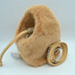 Plush Faux Fur Bucket Handbag with Drawstring and Removable Strap