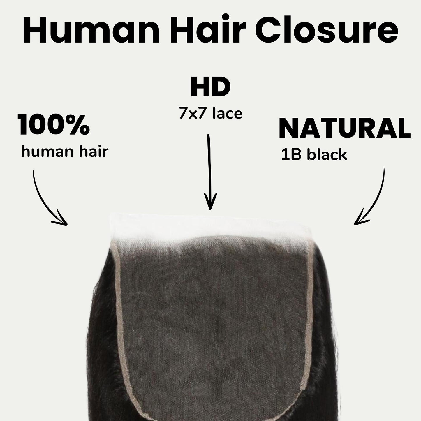 Cierre de cabello humano Yaki Liso 7x7 HD Lace