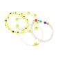 4PCS Freshwater Pearl Evil Eye Beaded Stretch Bracelets