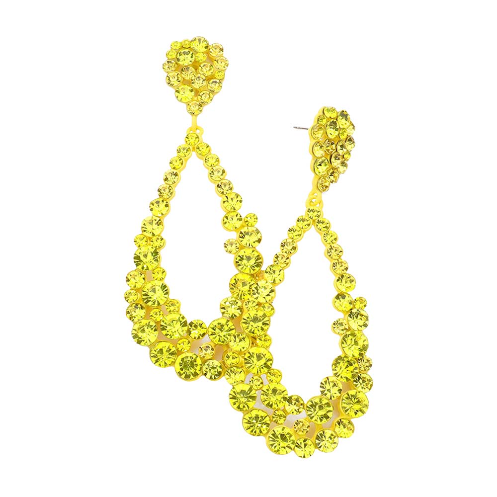 Women's Crystal Bubble Cluster Teardrop Evening Dangle Earrings