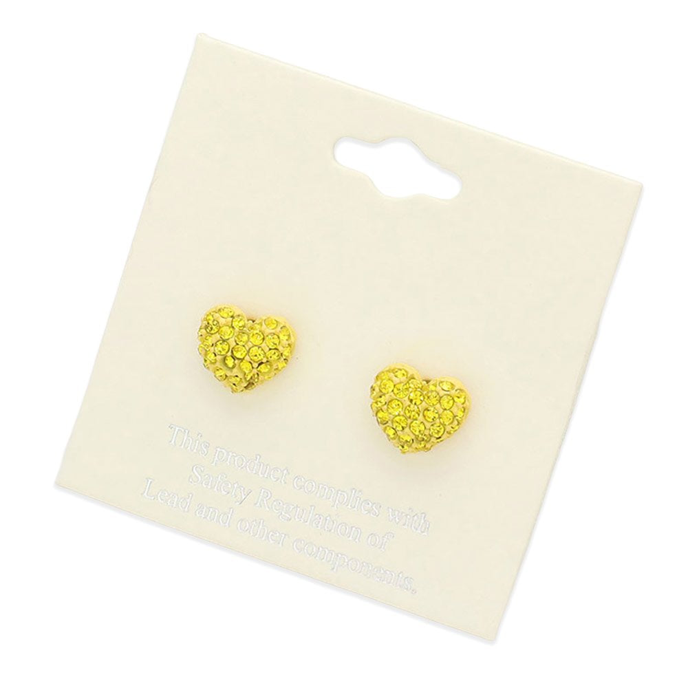 Crystal Pave Heart Stud Earrings