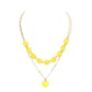 Enamel Heart Pendant Flower Link Double Layered Necklace