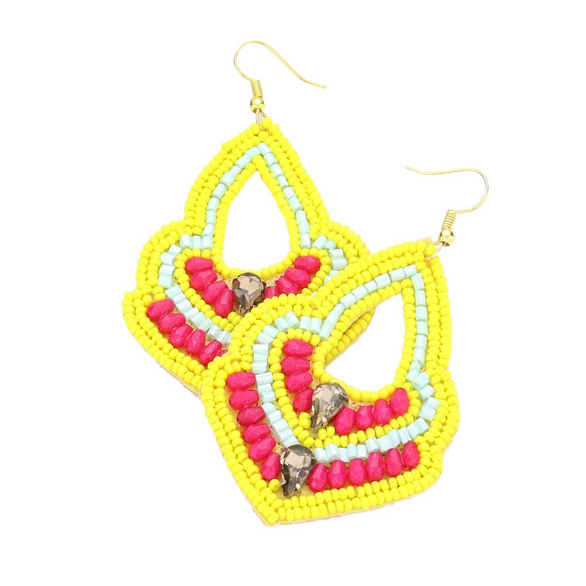 Felt Back Boho Multi Beaded Dangle Earrings