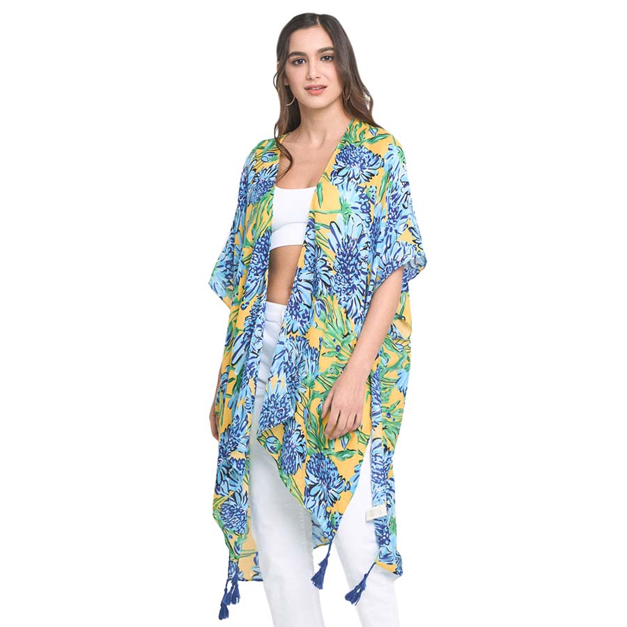 Flower Patterned Cover Up Kimono Poncho