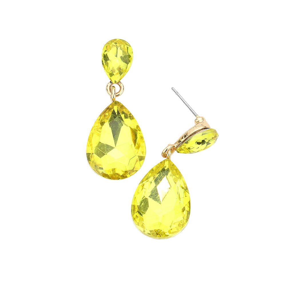 Women's Glass Crystal Teardrop Dangle Earrings