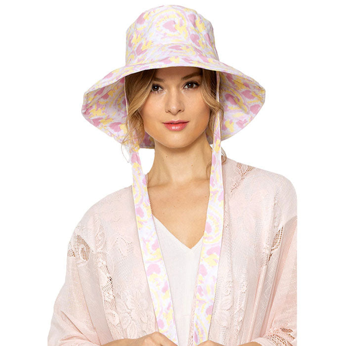 Watercolored Chin Tie Bucket Hat
