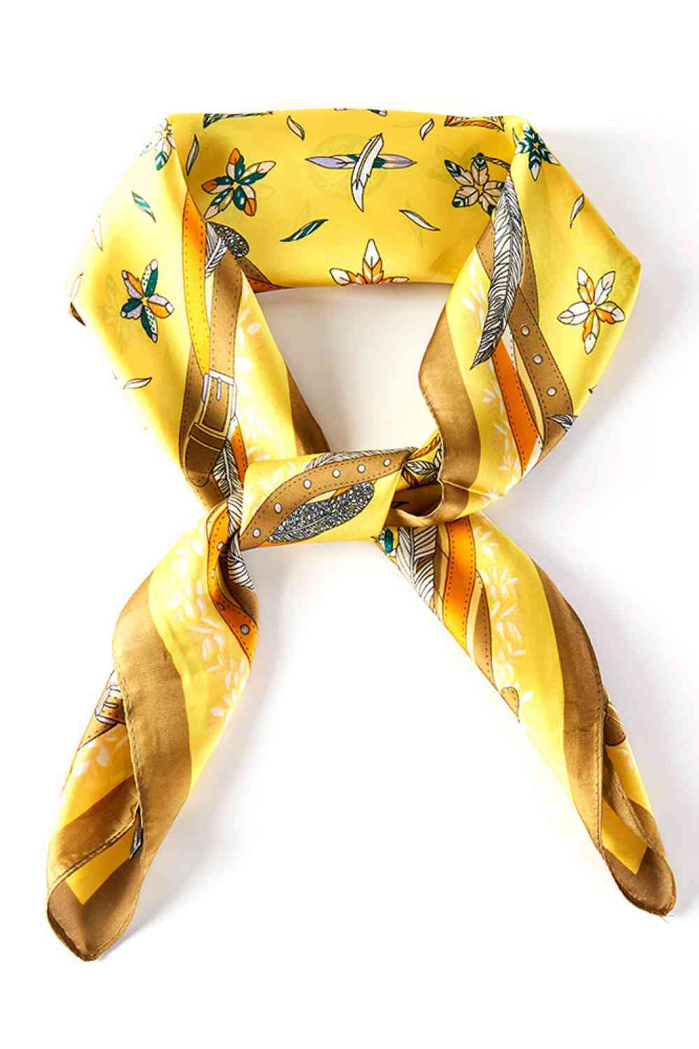 Feather and Belt Print Bandana Summer Scarf