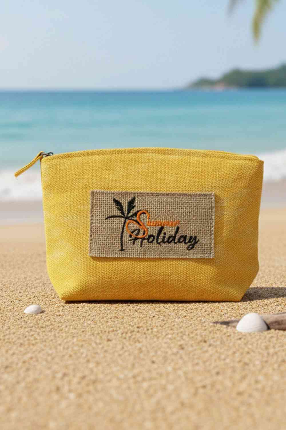 SUMMER HOLIDAY Letter Palm Tree Patch Vintage Cosmetic Pouch