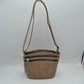 Embossed Floral Multi-Zipper Crossbody Bag with Adjustable Strap