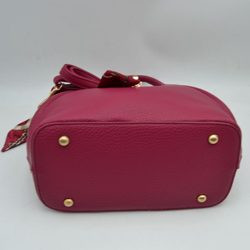 Pebbled Handbag with Scarfed Top Handles and Crossbody Strap