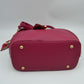 Pebbled Handbag with Scarfed Top Handles and Crossbody Strap