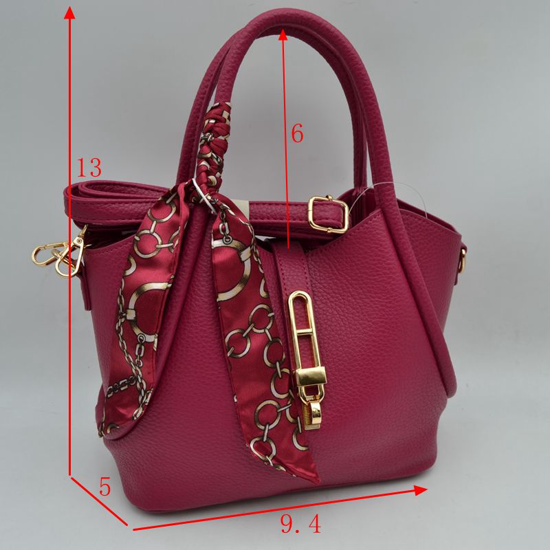 Pebbled Handbag with Scarfed Top Handles and Crossbody Strap