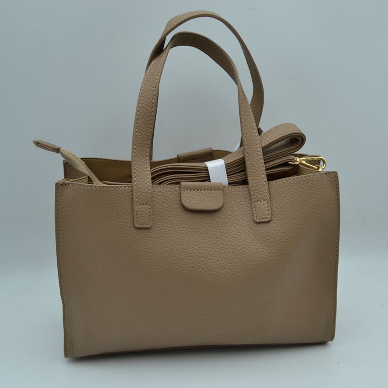 Pebbled Tote Bag with Dual Top Handles and Scarf Accent