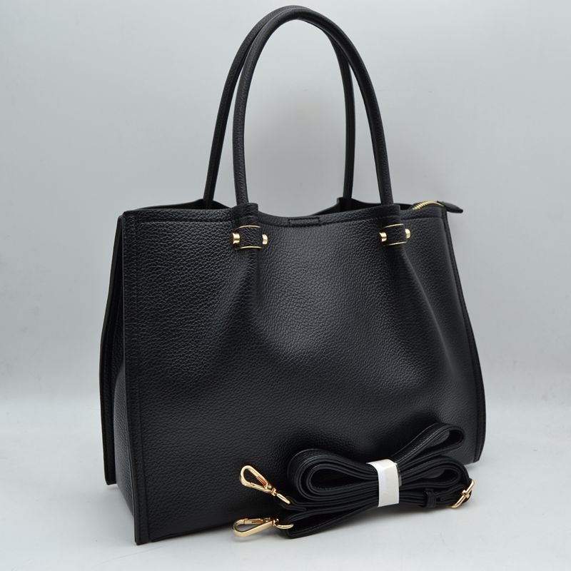 Premium Structured Satchel Bag with Detachable Shoulder Strap and Gold-Tone Hardware