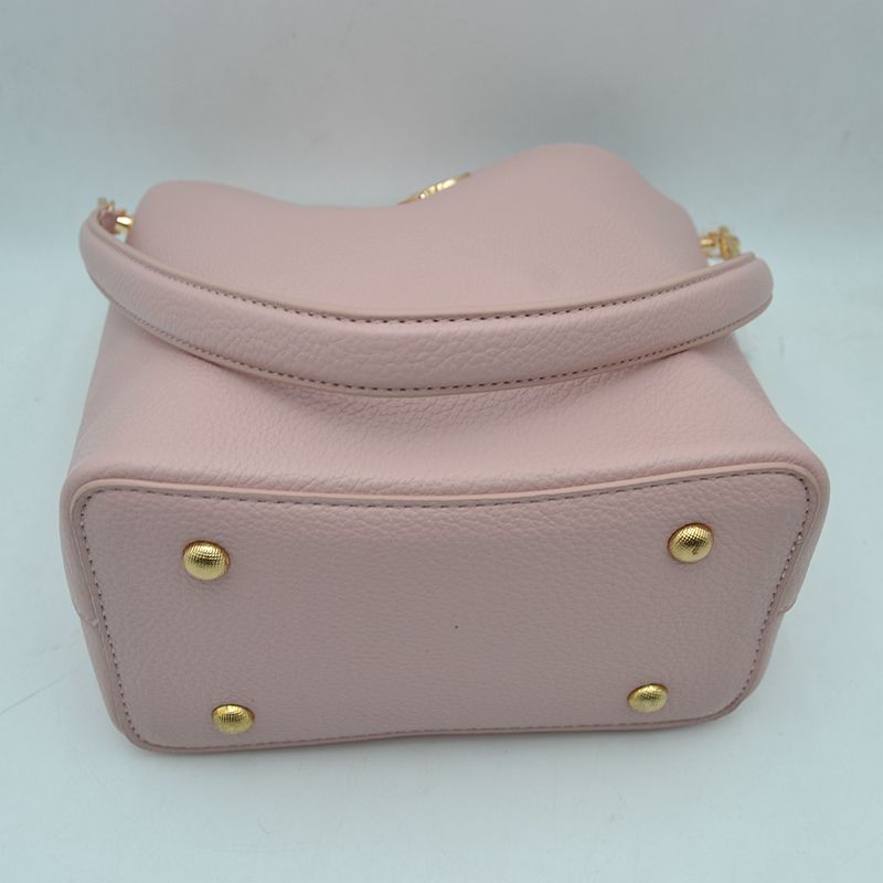 Pebbled Bucket Bag and Crossbody Pouch Set with Circular Lock Accent