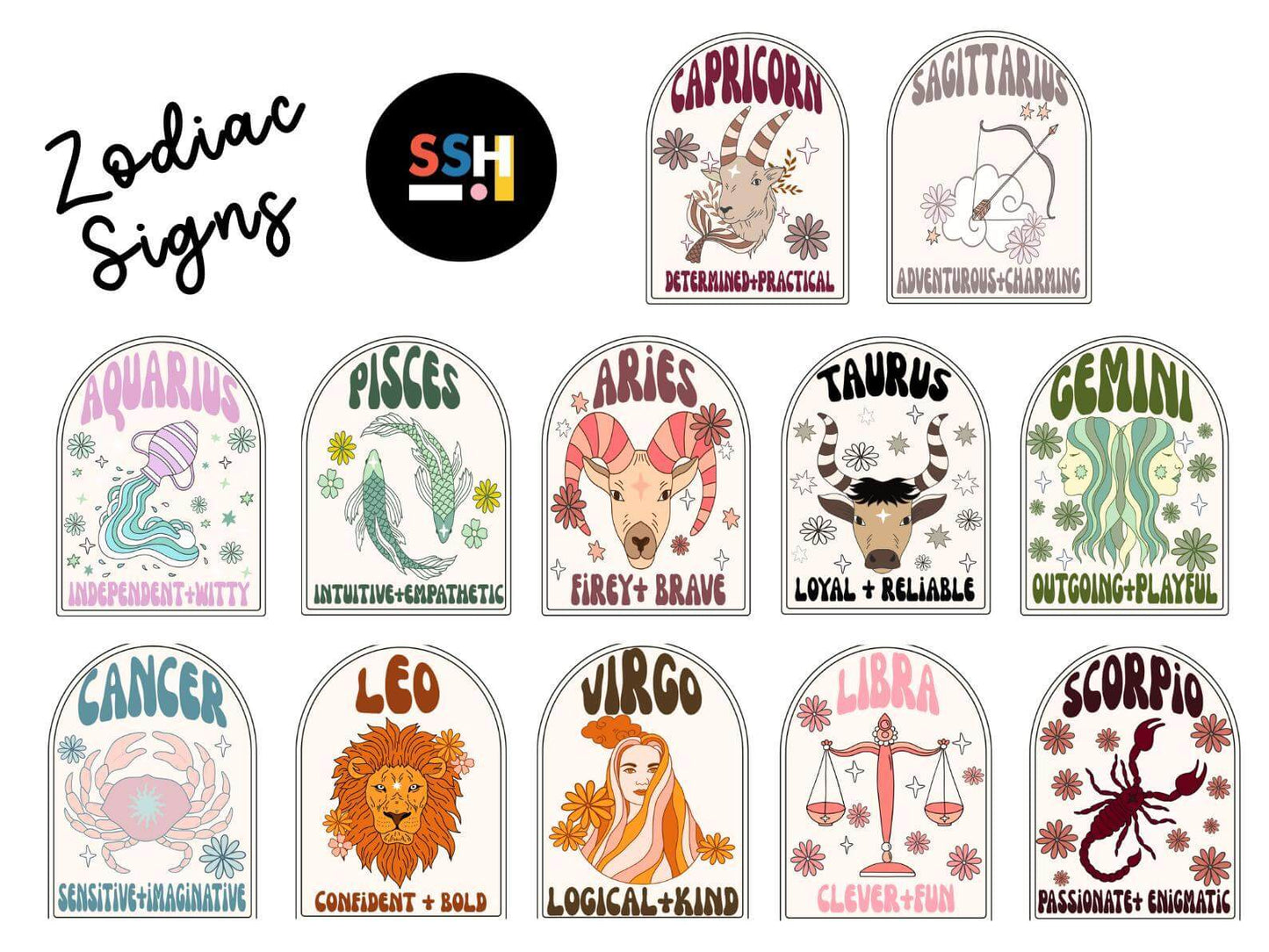 Zodiac Astrology Horoscope Glass Cups