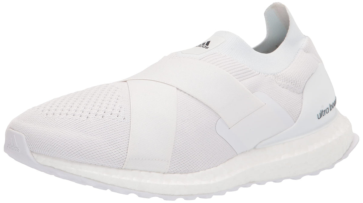 adidas Womens Ultraboost DNA Running Shoe White/White/Acid Orange (Slip-on) 8
