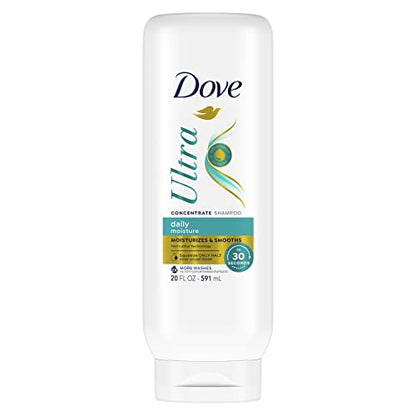 Dove Ultra Daily Moisture Concentrate Shampoo for Dry Hair Moisturizes and Smooths in 30 Seconds Ultra-Lather Technology and 2X More Washes 20 oz