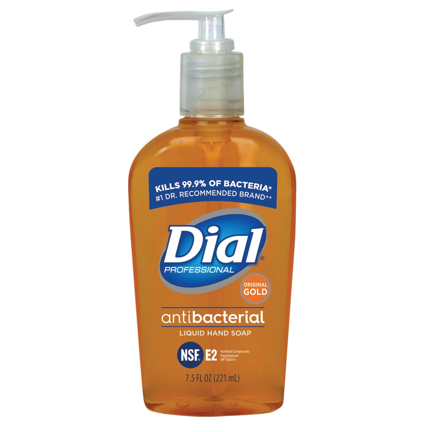 Dial-724702 Jabón líquido antibacteriano de manos Gold con dosificador 12/7.5oz (Paquete de 12)