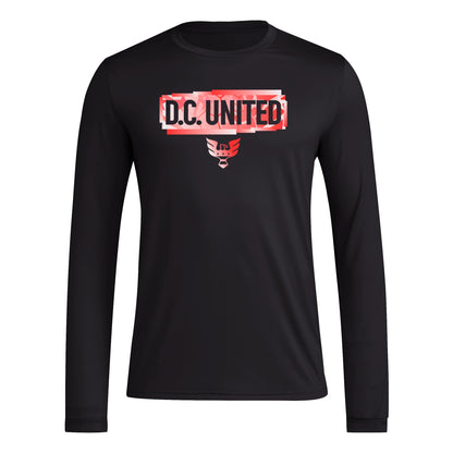 adidas Mens Size Long Sleeve Pre-Game T-Shirt Black/D.C. United X-Large Tall