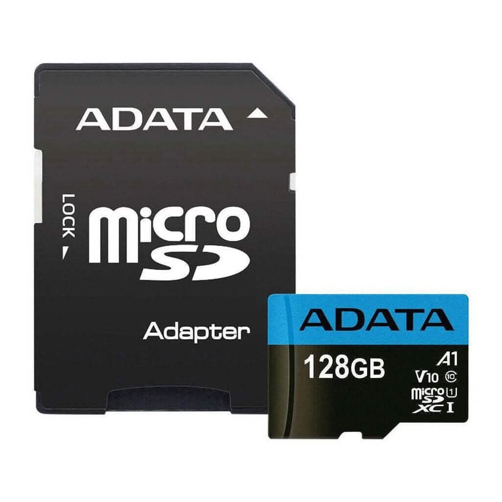 Tarjeta de memoria ADATA de 128 GB Clase 10 MicroSD con adaptador para teléfonos inteligentes/tabletas (reacondicionada)