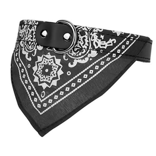 Collar de piel ajustable para mascotas con pañuelo